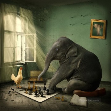 elephant chess ethiriel hen Oil Paintings